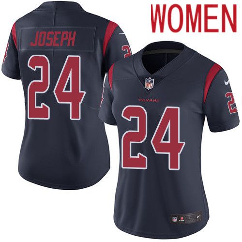 Women Houston Texans #24 Johnathan Joseph Navy Blue Nike Rush Vapor Limited NFL Jersey->women nfl jersey->Women Jersey
